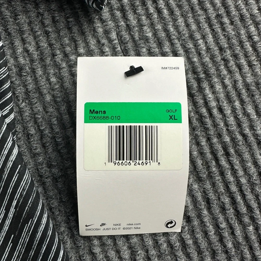 Nike Vapor Golf Mens XL Black White Diagonal Stripe Polo Shirt DX6688-010 NEW